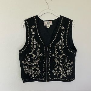 Embroidered black vest